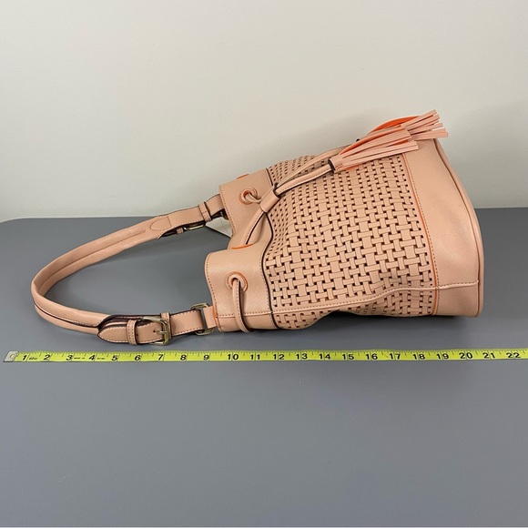 Big Buddha Light Pink Cream Orange Drawstring Shoulder Bag - Picture 5 of 16